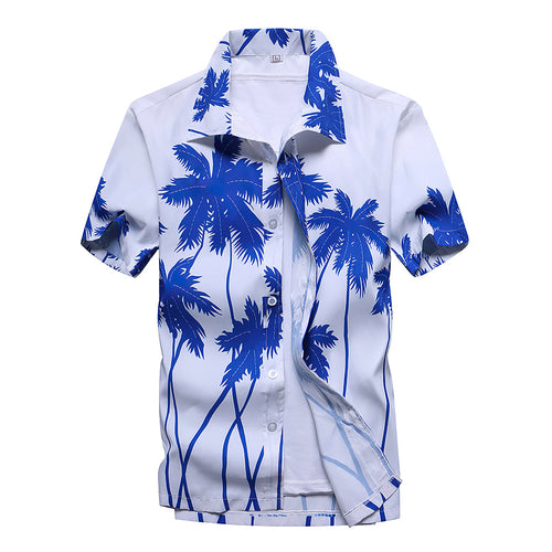 Hawaiian Shirts Print Leaves White Aloha Beach Shirts For Men