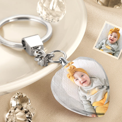 Custom Crystal Keychain Gifts for Kids Grandkids Photo for Grandparents
