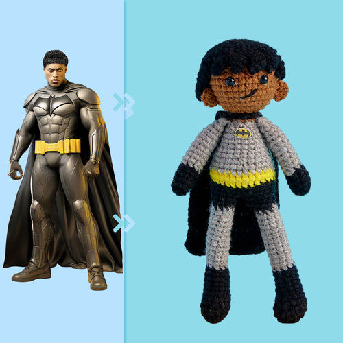 Full Body Customizable 1 Person Custom Crochet Doll Personalized Handwoven Mini Dolls Gifts - Batman - FaceSocksUsa