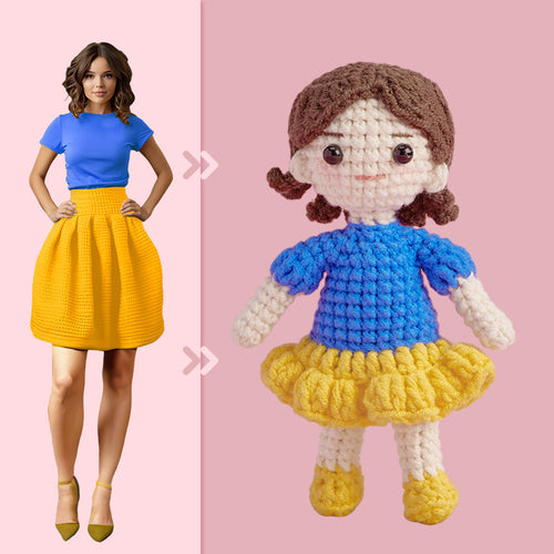 Full Body Customizable 1 Person Custom Crochet Doll Personalized Gifts Handwoven Mini Dolls - Snow White - FaceSocksUsa