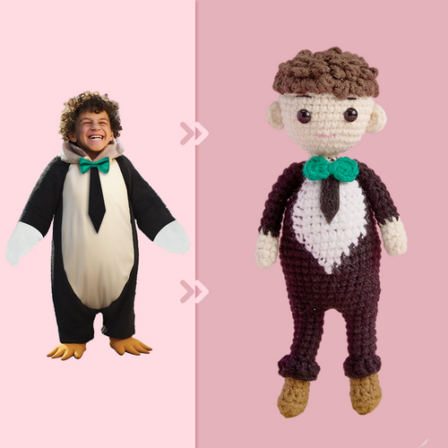 Full Body Customizable 1 Person Custom Crochet Doll Personalized Gifts Handwoven Mini Dolls - Penguin - FaceSocksUsa