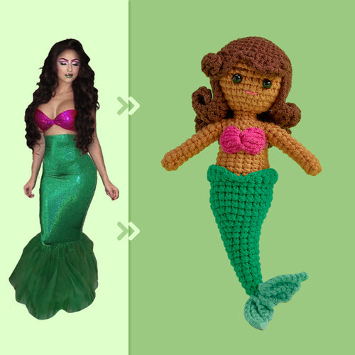 Full Body Customizable 1 Person Custom Crochet Doll Personalized Gifts Handwoven Mini Dolls - Mermaid - FaceSocksUsa