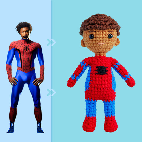 Full Body Customizable 1 Person Custom Crochet Doll Personalized Gifts Handwoven Mini Dolls - Spiderman - FaceSocksUsa