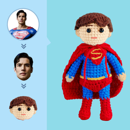 Custom Face Crochet Doll Personalized Gifts Handwoven Mini Dolls - Superman - FaceSocksUsa