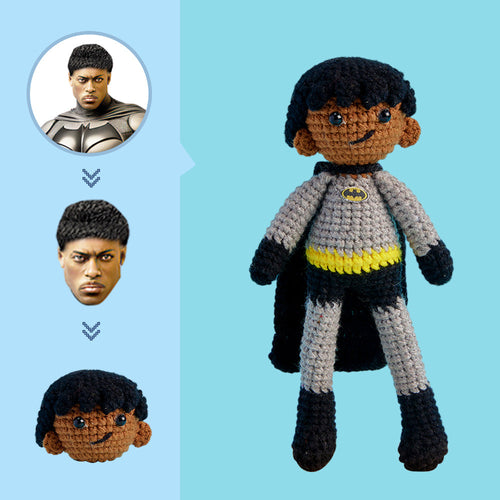 Custom Face Crochet Doll Personalized Handwoven Mini Dolls Gifts - Batman - FaceSocksUsa