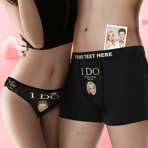 Custom Face Yes I Do Couple Underwear Personalized Underwear Valentine's Day Gift - FaceSocksUSA