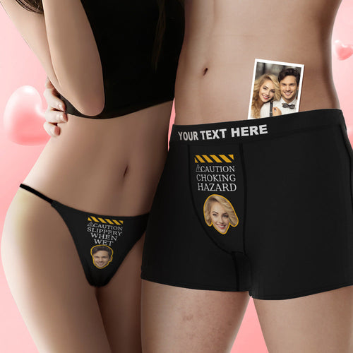 Custom Face Couple Underwear CHOKING HAZARD Personalized Underwear Valentine's Day Gift - FaceSocksUSA