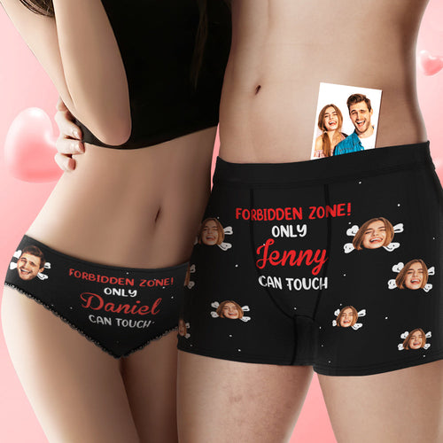 Custom Face Underwear Personalized Name Boxer Briefs and Panties Valentine's Day Gifts for Couple - FaceSocksUSA