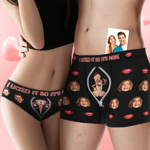 Custom Face Underwear Personalized Boxer Briefs and Panties I SUCKED IT SO IT'S MINE Valentine's Day Gifts for Couple - FaceSocksUSA