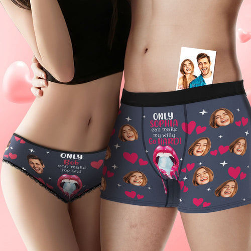 Custom Face Underwear Personalized Funny Couple Boxer Briefs and Panties Valentine's Day Gifts - FaceSocksUSA