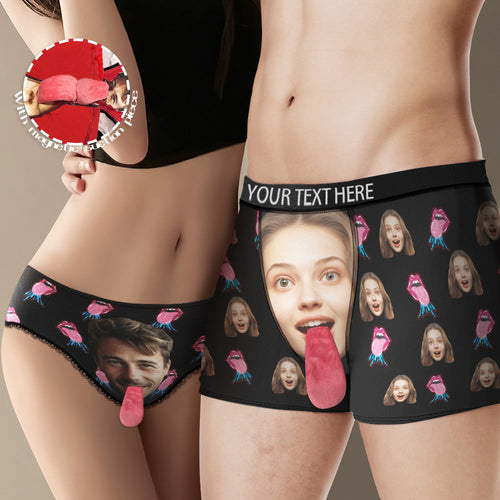 Custom Face Underwear Personalized Magnetic Tongue Underwear Sexy Lips Valentine's Day Gifts for Couple - FaceSocksUSA