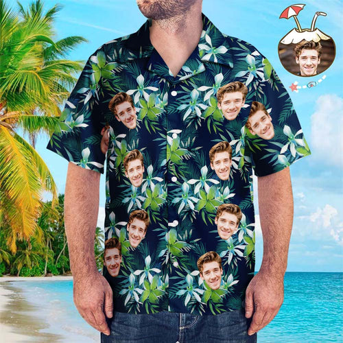 Custom Face Shirt Men's Hawaiian Shirt Big Flower