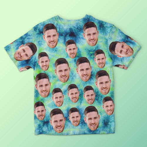 Custom Face Men's T-shirt Personalized Photo Funny Tie Dye T-shirt Gift For Men - FaceSocksUsa