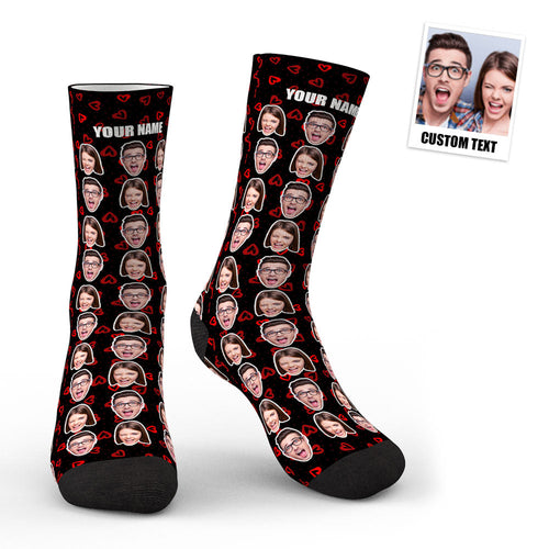 3D Preview Custom Photo Socks Colorful - Two Faces - FaceSocksUsa