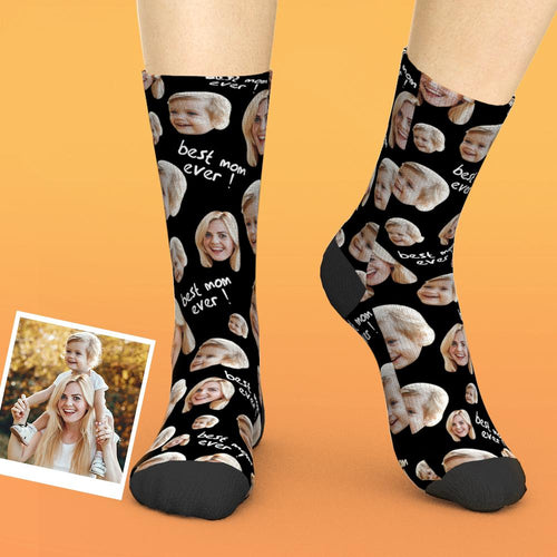 Printed In USA Custom Face Socks Add Pictures and Name For Mother Best Mom Ever