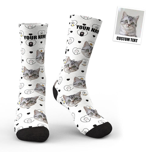 3D Preview Custom Pet Face Socks Cat Lovers And Cat Owner Gift - FaceSocksUsa