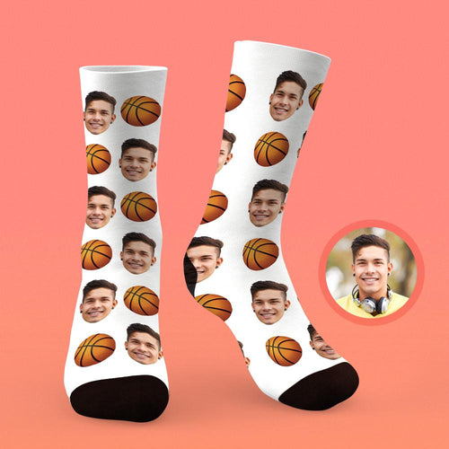 Printed In USA Custom Face Socks Add Pictures and Name Basketball