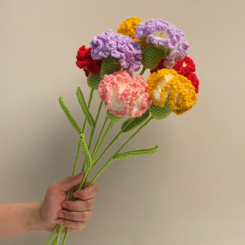 Carnation Crochet Flower Handmade Knitted Flower Gift for Lover - FaceSocksUsa