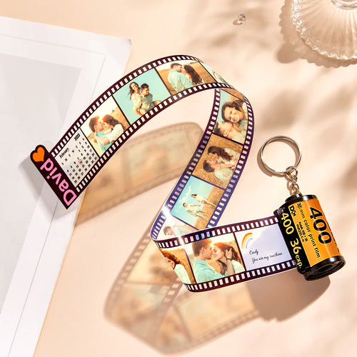 Custom Photo and Name Film Roll Keychain Personalized Camera Keychain Film Gifts for Lover - FaceSocksUsa