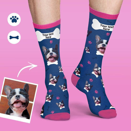 Custom Face Socks Colorful Candy Series Soft And Comfortable Dog Socks - Smoky Blue