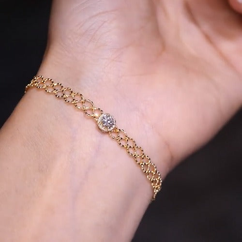 Gold Lace Bracelet - Diamonds