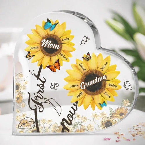 Grandma, You Are The Sun In My Life - Family Personalized Custom Heart Shaped Acrylic Plaque - Mother's Day, Gift For Mom, Grandma
