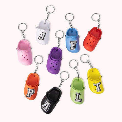 Personalized Pair of Silicone Slipper Keychain with Initial for Boyfriend Girlfriend or Family