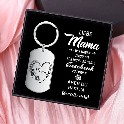 Personalized 1-6 Names Mom Heart Keychain