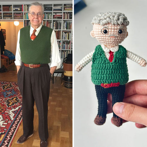 Full Body Customizable 1 Person Custom Crochet Doll Personalized Gifts Handwoven Mini Dolls for Grandpa