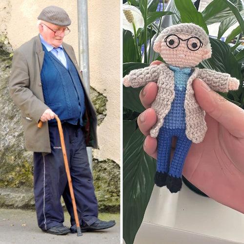 Full Body Customizable 1 Person Custom Crochet Doll Personalized Handwoven Mini Dolls Gift for Grandpa
