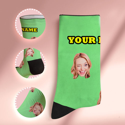Custom Socks with Face Photo Gifts-Green