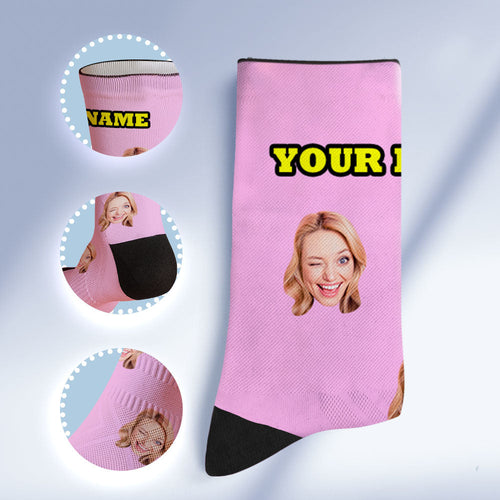 Custom Socks with Face Photo Gifts-Pink