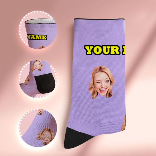 Custom Socks with Face Photo Gifts-Purple