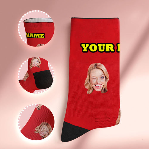 Custom Socks with Face Photo Gifts-Red
