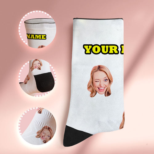 Custom Socks with Face Photo Gifts-White