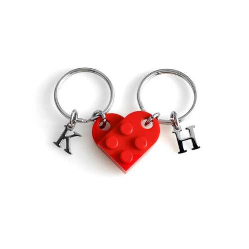 Personalized Building Block Keychain With Customized Initials For Sweet Couples