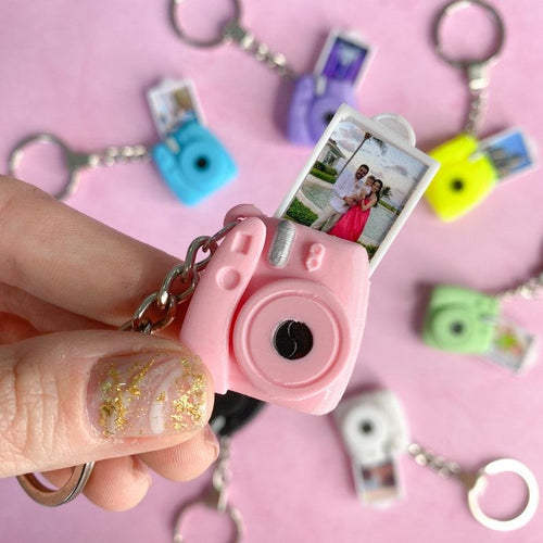 Mini camera keychain and your own personalized photo. Camera keychain with pull out picture. Best friend gift. Retro. Camera lover .