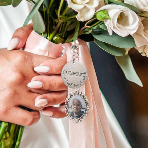 Custom Photo Charm for Bridal Memorial Bouquet Charm Pendant with any photo. Oval Shape Keepsake with Ribbon. Wedding Flower Bride Ideas