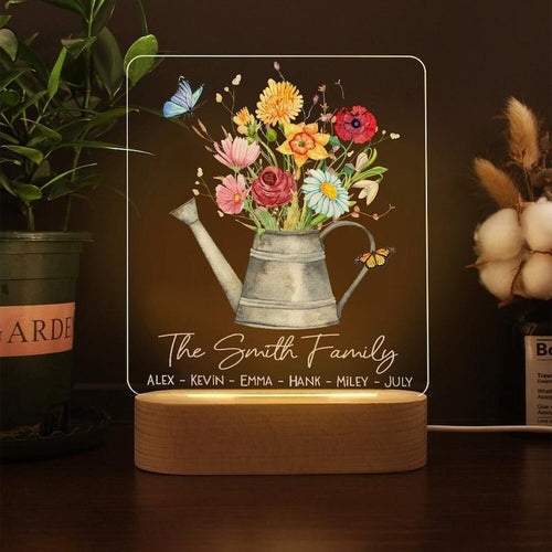Personalized Birth Flower Night Light, Custom Grandma's Garden, Custom Mom's Garden, Mothers Day Gift, Mom Birthday Gift, Gift For Mom