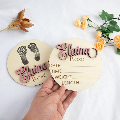 Baby Announcement Sign with Birth Stats Footprint Sign For Newborn Baby Name Reveal Personalized Baby Name Sign For Hospital