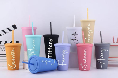 Personalized Tumbler with Lid and Straw Bridesmaid Gifts 16oz Acrylic Cup Gift for Her Friend Gifts Traveling Gifts Wedding Party Gifts