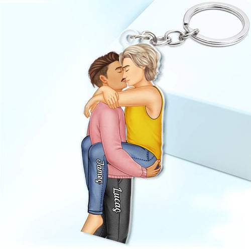 Custom Couple Kissing Keychain Personalized Cutout Acrylic Keychain Anniversary Gift For Couples