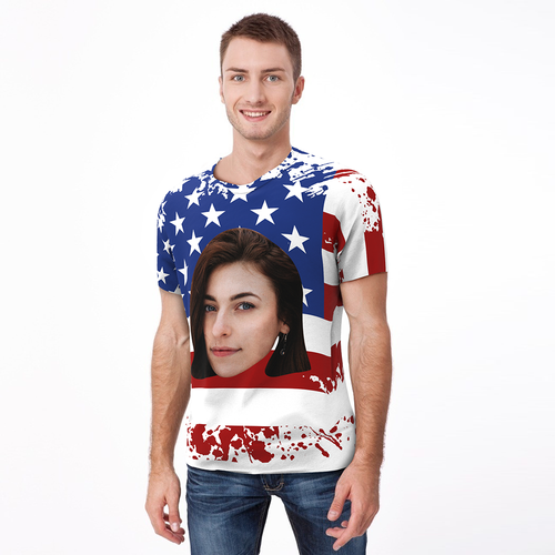Custom Photo T-shirt American Flag