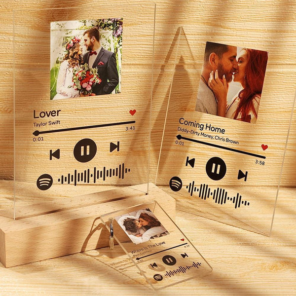 Spotify Glass Custom Photo Scannable Music Plaque Best Gift for Yourself