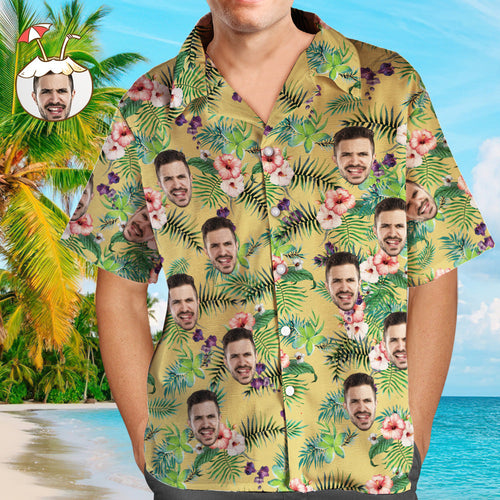Custom Face Shirt Men's Hawaiian Shirt with Face Flowers