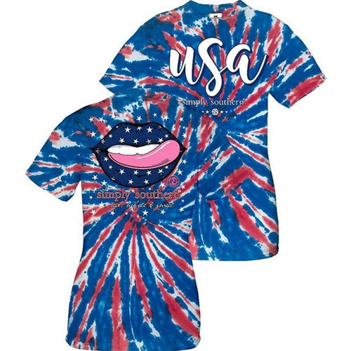 Women's Tie Dye  Independence Day Short Sleeve T-shirt