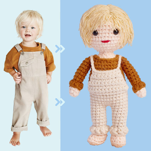 Custom Crochet Doll Personalized Gifts Handwoven Mini Look alike Dolls - Cute Kid Doll - FaceSocksUsa