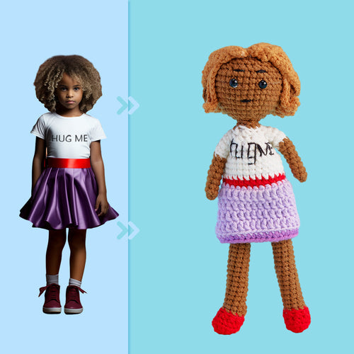 Full Body Customizable 1 Person Custom Crochet Doll Personalized Gifts Handwoven Mini Dolls - Hug Me Girl - FaceSocksUsa