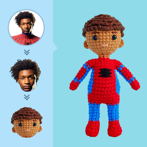 Custom Face Crochet Doll Personalized Gifts Handwoven Mini Dolls - Spiderman - FaceSocksUsa