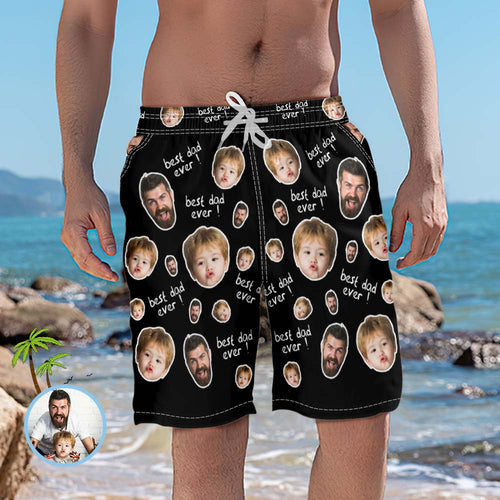 Custom Beach Shorts Photo Swim Trunks Father's Day Gift - Best Dad Ever